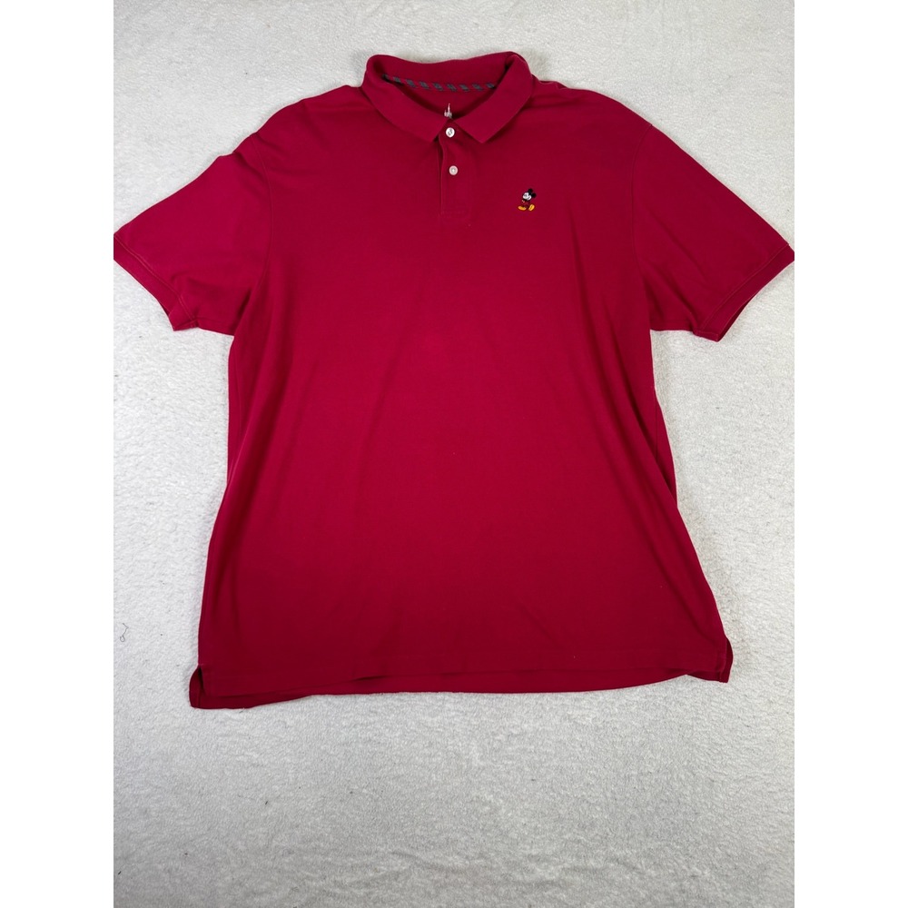 Disney Parks Polo Shirt Mens XL Red Excellent Mickey Mouse Embroidered Short Slv